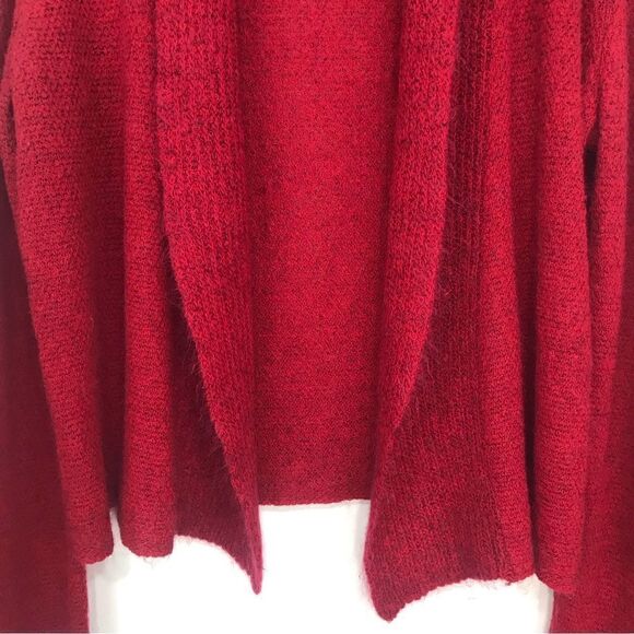 Eileen Fisher Red Mohair Cashmere Wool Blend Open Front Cardigan Sweater - Picture 5 of 15